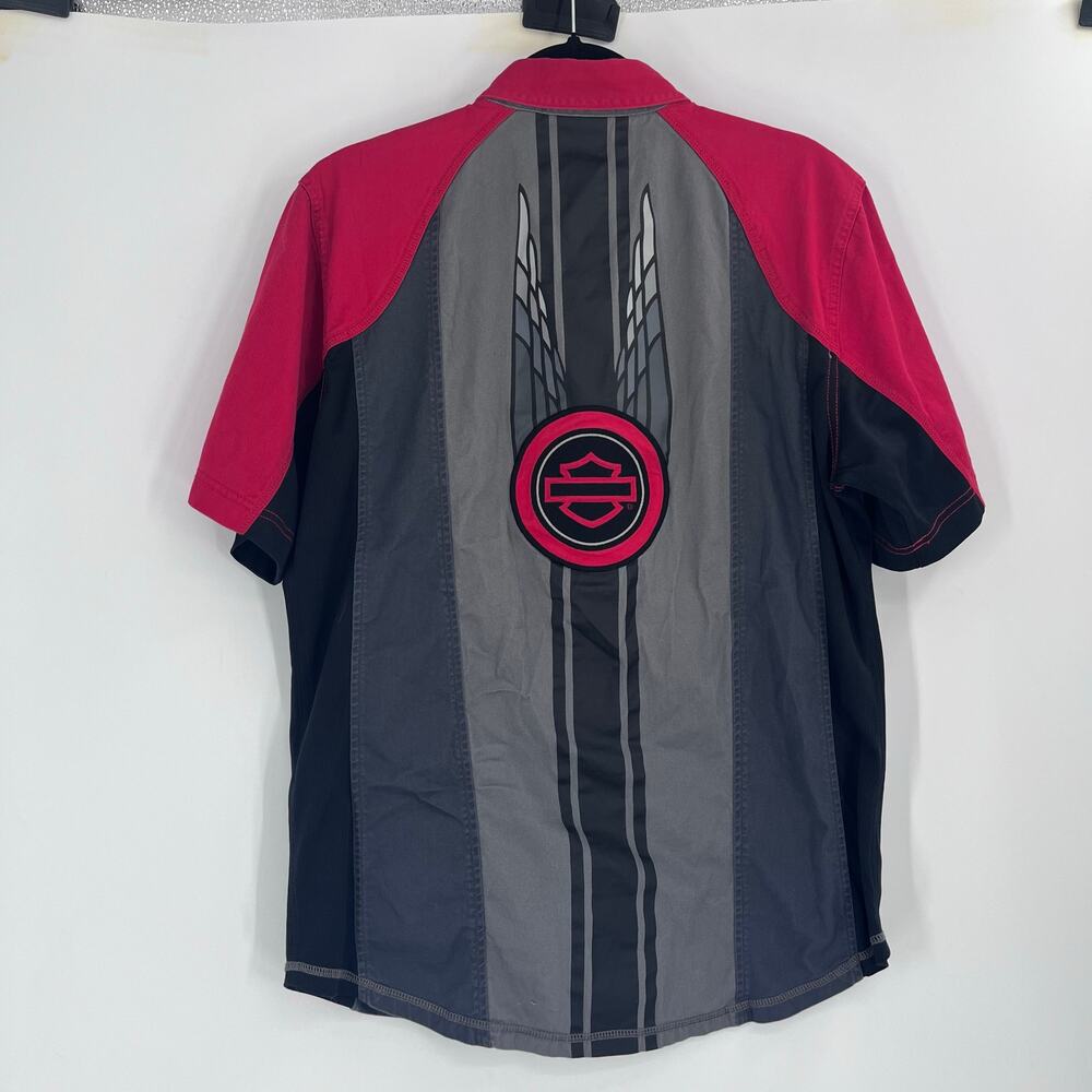 Harley-Davidson® Men's Performance Vented Colorblock Shirt Medium Red Gray